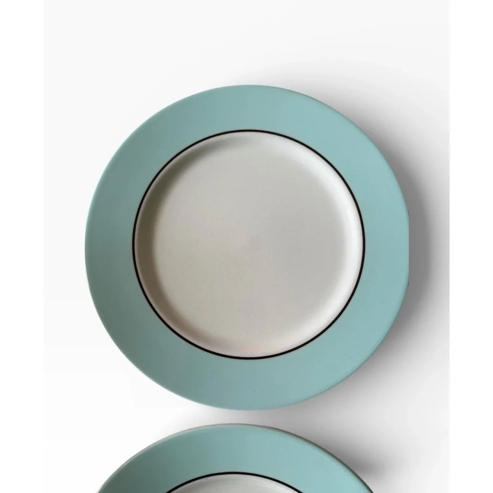 2 Crate & Barrel Pagnossin Audrey Robin's Egg Blue Dinner Plates 10 3/4